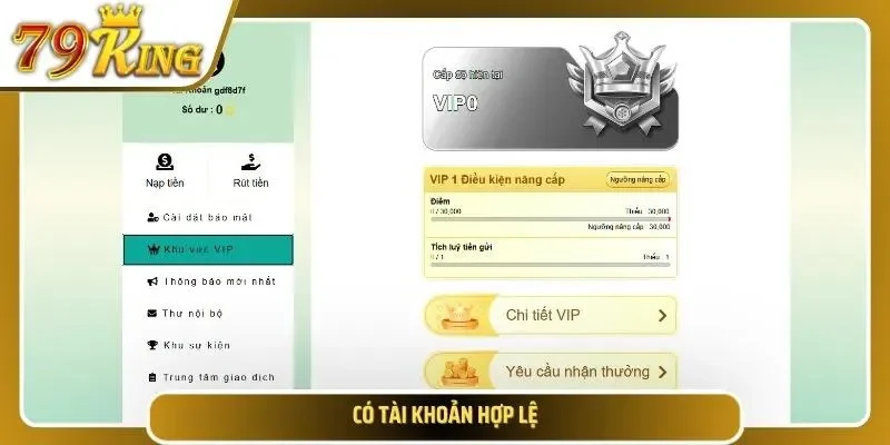 Nạp tiền 79KING thành công nhờ acc hợp lệ